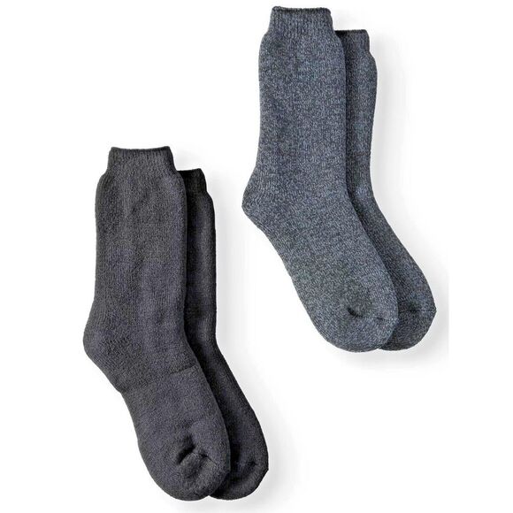 Hot Feet Men's 2-Pair Thermal Socks Size 6-12.5 Solid Navy Denim and Solid Navy - Picture 1 of 4
